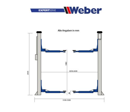 2 Säulen "Spindel" Hebebühne Weber Expert Serie C-2.32-AS