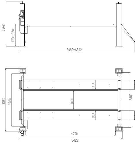 4 SÄULEN HEBEBÜHNE WEBER EXPERT SERIE AUTOLIFT 6.4