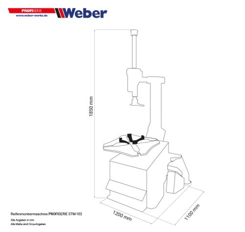 PKW Reifenmontiermaschine Weber Profi Serie STM-102