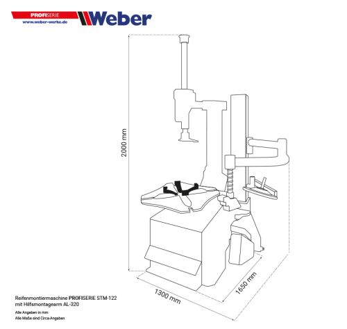 PKW Reifenmontiermaschine Weber Profi Serie STM-122