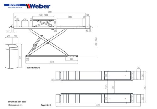 Scherenhebebühne für Achsvermessung Weber Expert Serie DSH-5000