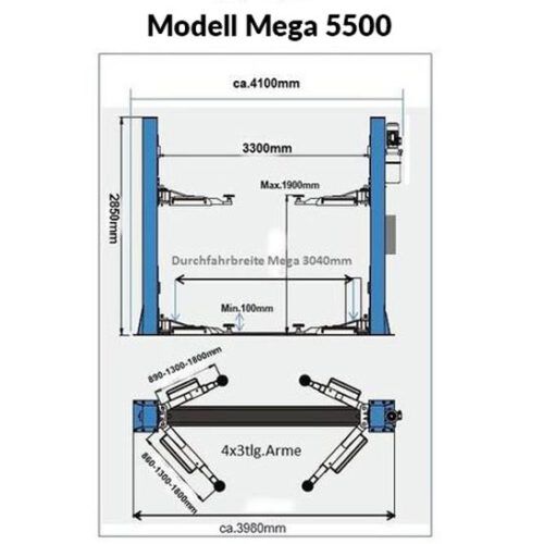 2 Säulenhebebühne Mega 5500 4x3 - 400 V