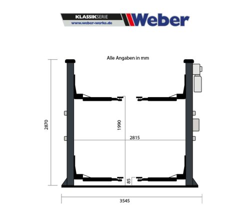 2 Säulen Hebebühne Weber Klassik Serie QSD-4200A