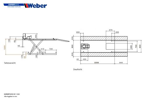 Quad & ATV Verbreiterungs Kit für Motorradhebebühne Weber Expert Serie MC-1000 und MC-1000E