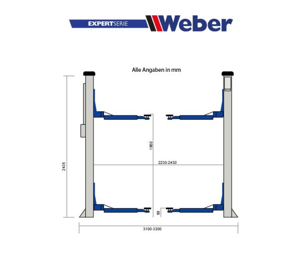2 Säulen "Spindel" Hebebühne Weber Expert Serie C-2.32-AS