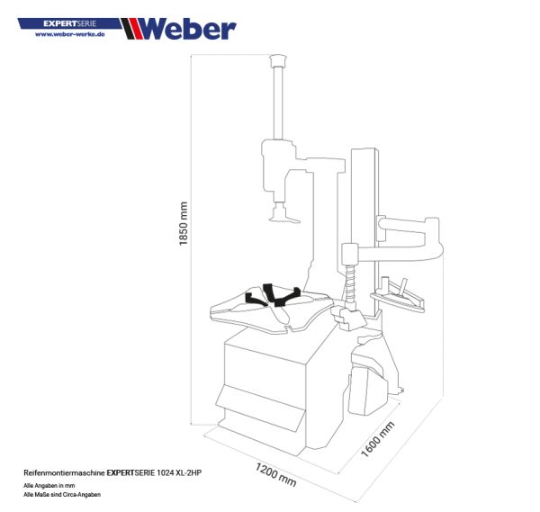 PKW Reifenmontiermaschine Weber Expert Serie 1024-XL-2HP (inkl. Hilfsmontagearm rechts)