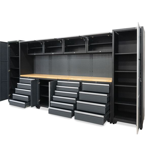 Professionelles Werkstatt Schranksystem Serie 610 16-teilig grau Professionelles Werkstatt Schranksystem Serie 610 16-teilig grau