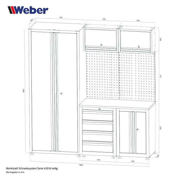 Werkstatt Schranksystem Serie 450 8-teilig grau Werkstatt Schranksystem Serie 450 8-teilig grau