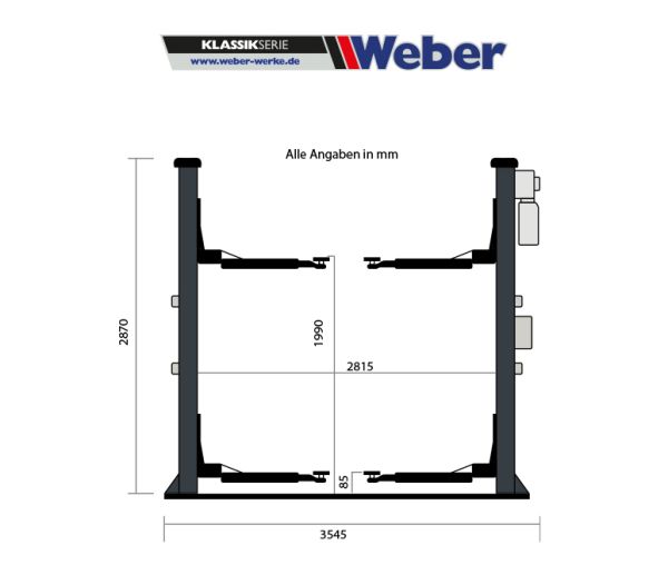 2 Säulen Hebebühne Weber Klassik Serie QSD-4200A
